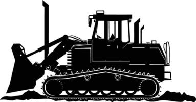 AI generated Silhouette Bulldozer construction heavy machine equipment black color only vector