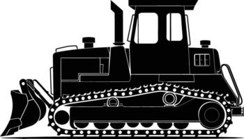 AI generated Silhouette Bulldozer construction heavy machine equipment black color only vector