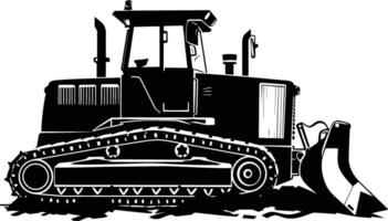 AI generated Silhouette Bulldozer construction heavy machine equipment black color only vector