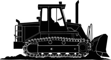 AI generated Silhouette Bulldozer construction heavy machine equipment black color only vector