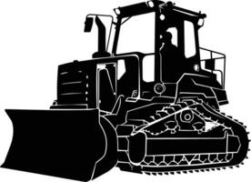 AI generated Silhouette Bulldozer construction heavy machine equipment black color only vector