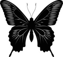 ai generado silueta mariposa lleno cuerpo negro color solamente vector