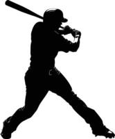 AI generated Silhouette baseball player full body black color only vector