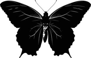 AI generated Silhouette butterfly full body black color only vector