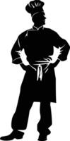 AI generated Silhouette chef black color only full body vector