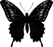 AI generated Silhouette butterfly full body black color only vector