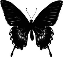 AI generated Silhouette butterfly full body black color only vector