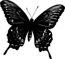 AI generated Silhouette butterfly full body black color only vector