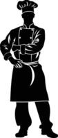 AI generated Silhouette chef black color only full body vector