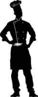 AI generated Silhouette chef black color only full body vector