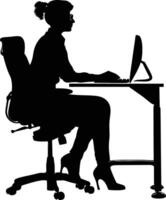 AI generated Silhouette busy customer service or call center officer black color only vector