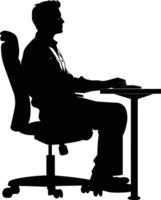 AI generated Silhouette busy customer service or call center officer black color only vector