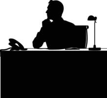 AI generated Silhouette busy customer service or call center officer black color only vector