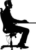 AI generated Silhouette busy customer service or call center officer black color only vector