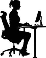 AI generated Silhouette busy customer service or call center officer black color only vector