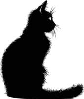 AI generated Silhouette cute cat full body black color only vector