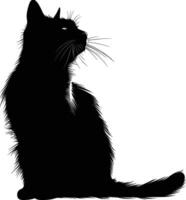 AI generated Silhouette cute cat full body black color only vector