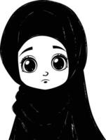 ai generado silueta linda pequeño niña vistiendo hijab negro color solamente vector