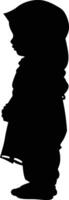 AI generated Silhouette cute little girl wearing hijab black color only vector