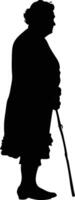 AI generated Silhouette the elderly single women black color only vector