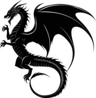 AI generated Silhouette Wyvern black color only full body vector