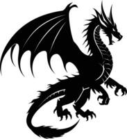 AI generated Silhouette Wyvern black color only full body vector