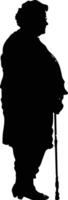 AI generated Silhouette the elderly single women black color only vector