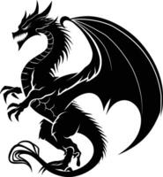 AI generated Silhouette Wyvern black color only full body vector