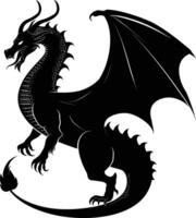 AI generated Silhouette Wyvern black color only full body vector