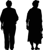 AI generated Silhouette the elderly single women black color only vector