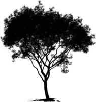 ai generado silueta árbol naturaleza negro color solamente vector