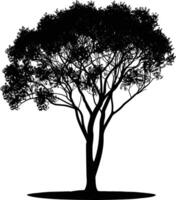 ai generado silueta árbol naturaleza negro color solamente vector