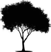 ai generado silueta árbol naturaleza negro color solamente vector