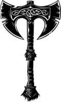 AI generated Silhouette viking ax or axe or warhammer weapon in mmorpg game black color only vector