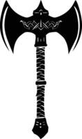 AI generated Silhouette viking ax or axe or warhammer weapon in mmorpg game black color only vector