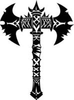 AI generated Silhouette viking ax or axe or warhammer weapon in mmorpg game black color only vector