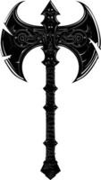 AI generated Silhouette viking ax or axe or warhammer weapon in mmorpg game black color only vector