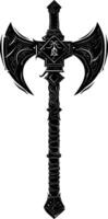 AI generated Silhouette viking ax or axe or warhammer weapon in mmorpg game black color only vector