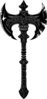 AI generated Silhouette viking ax or axe or warhammer weapon in mmorpg game black color only vector