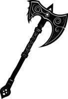 AI generated Silhouette viking ax or axe or warhammer weapon in mmorpg game black color only vector