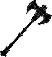 AI generated Silhouette viking ax or axe or warhammer weapon in mmorpg game black color only vector