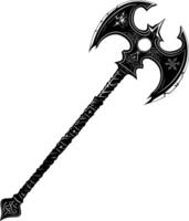 AI generated Silhouette viking ax or axe or warhammer weapon in mmorpg game black color only vector