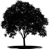 ai generado silueta árbol naturaleza negro color solamente vector