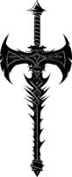 AI generated Silhouette viking ax or axe or warhammer weapon in mmorpg game black color only vector