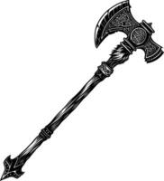 AI generated Silhouette viking ax or axe or warhammer weapon in mmorpg game black color only vector