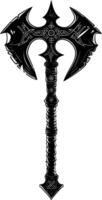 AI generated Silhouette viking ax or axe or warhammer weapon in mmorpg game black color only vector