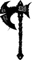 AI generated Silhouette viking ax or axe or warhammer weapon in mmorpg game black color only vector