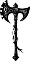 AI generated Silhouette viking ax or axe or warhammer weapon in mmorpg game black color only vector