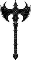 AI generated Silhouette viking ax or axe or warhammer weapon in mmorpg game black color only vector