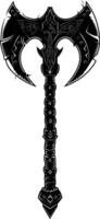 AI generated Silhouette viking ax or axe or warhammer weapon in mmorpg game black color only vector